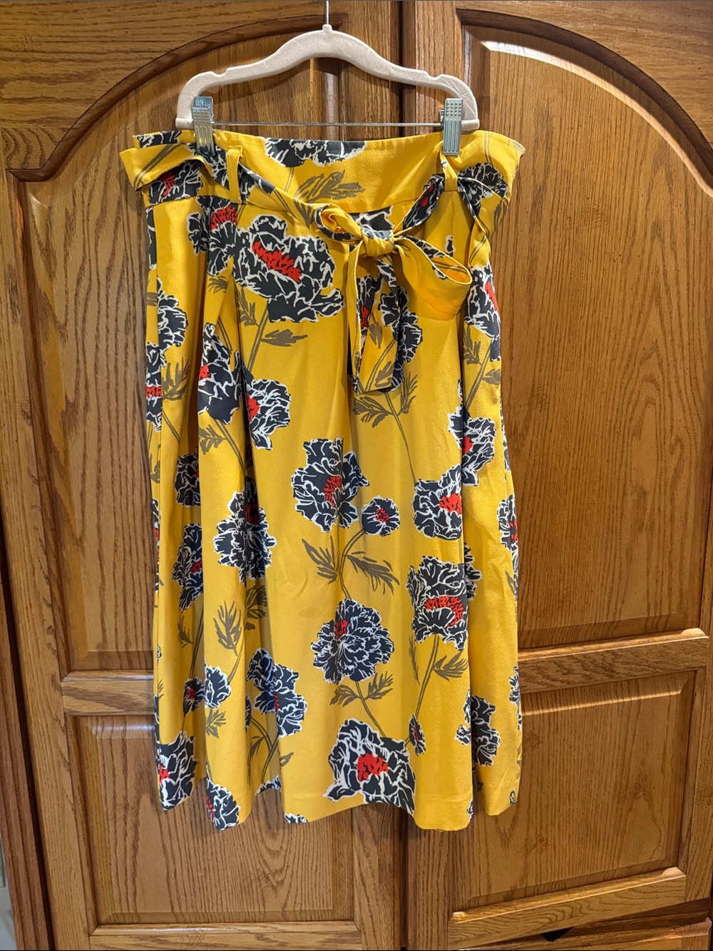 Banana Republic Yellow Floral Midi Skirt